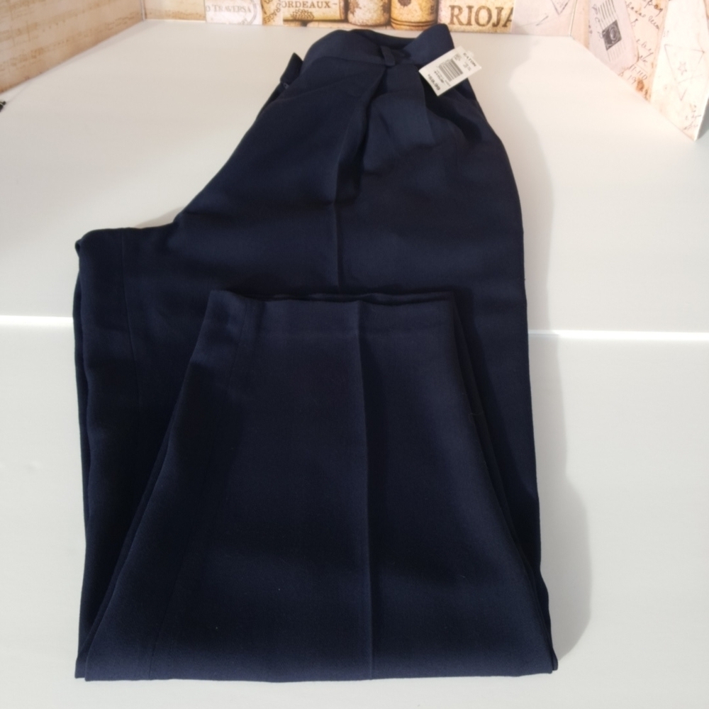 Della Spiga Italy VTG 80s Navy Blue Pleated Slacks (10) - Picture 8 of 15